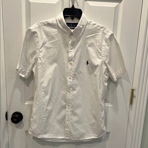 Polo by Ralph Lauren White Button Down Shirt Classic Fit Feather Weight Twill